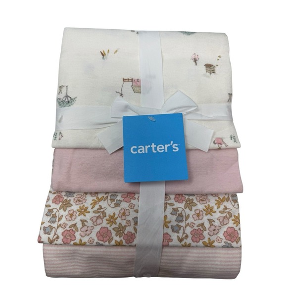 Carter's Other - 4-Pack Baby Receiving Blankets -‎ Soft, Versatile, Pink,ivory,Floral Designs